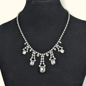 Vintage Rhinestone Dangling Accent Necklace